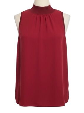 NWT Calvin Klein Ruby Red Sleeveless Mock Neck Blouse Size L